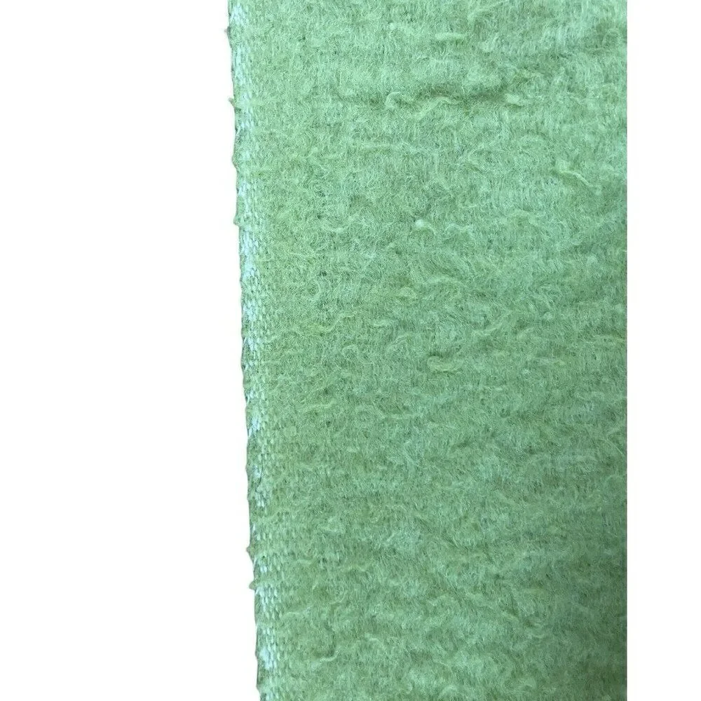 Vintage Light Green Satin Edge Blanket 80 x 66 Unique Color Bed Throw Warm Cozy